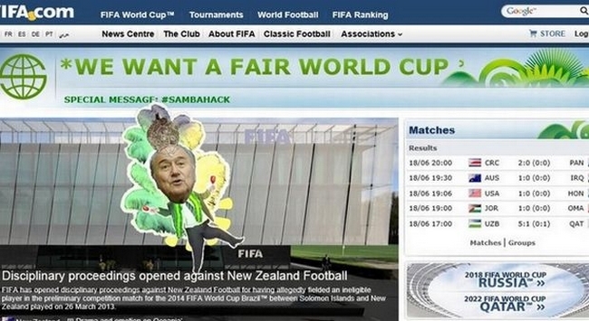 Θύμα χάκερ, η ιστοσελίδα της FIFA