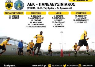 Η αποστολή της ΑΕΚ με αρκετούς αναπληρωματικούς