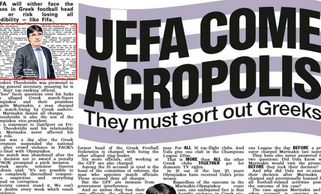 Άρθρο – κόλαφος από τη SUN για την UEFA και τις «σχέσεις» Θεοδωρίδη με Ολυμπιακό, Μαρινάκη!