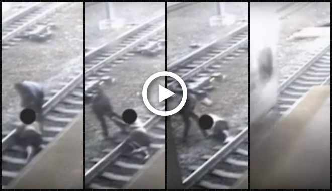 Βίντεο σοκ: Τον τράβηξε από τις ράγες δευτερόλεπτα πριν περάσει το τρένο