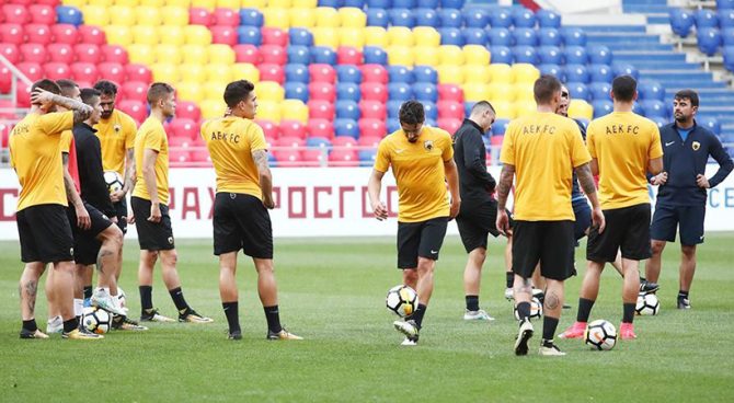 Η προπόνηση της ΑΕΚ στη Μόσχα (VIDEO)