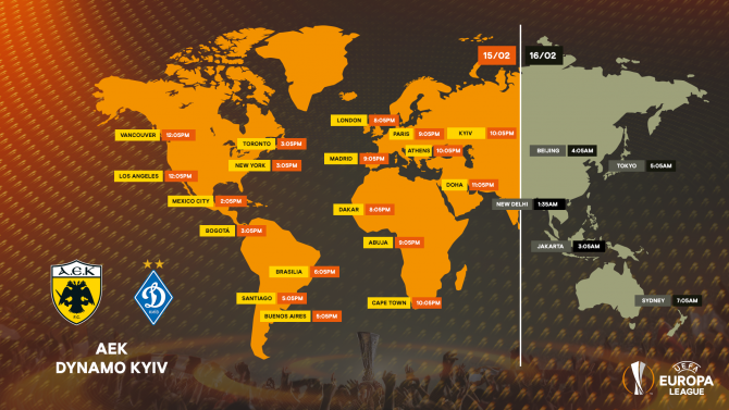 Το ΑΕΚ-Ντιναμό Κιέβου σε όλο τον κόσμο (ΦΩΤΟ)