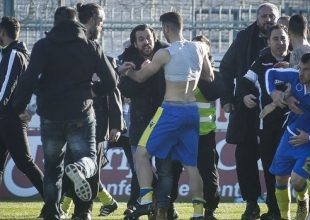 Καφρίλα Κωνσταντινίδη, ροντέο μετά το τέλος του αγώνα στην Τρίπολη