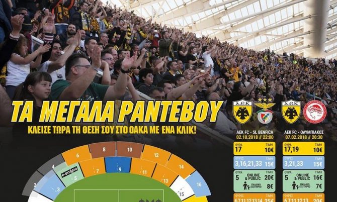 Σε εξέλιξη η ηλεκτρονική προπώληση για Μπενφίκα και ΟΣΦΠ