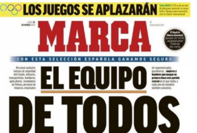 Τρομερό πρωτοσέλιδο της Marca: Αυτή η 11αδα θα νικήσει τον κορωνοϊό (pic) Τρομερό πρωτοσέλιδο της Marca: Αυτή η 11αδα θα νικήσει τον κορωνοϊό (pic)