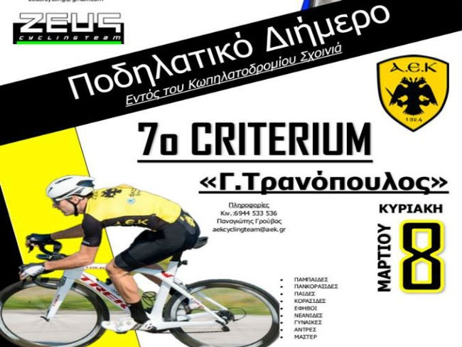 Η ΑΕΚ διοργανώνει το 7ο Criterium Γεώργιος Τρανόπουλος
