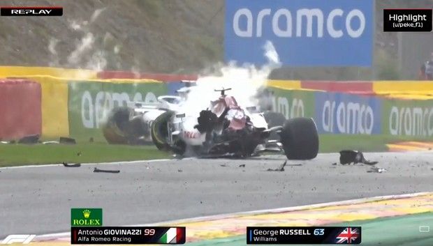 Formula 1: “Χοντρό” ατύχημα στο Σπα για Τζοβινάτσι – Ράσελ