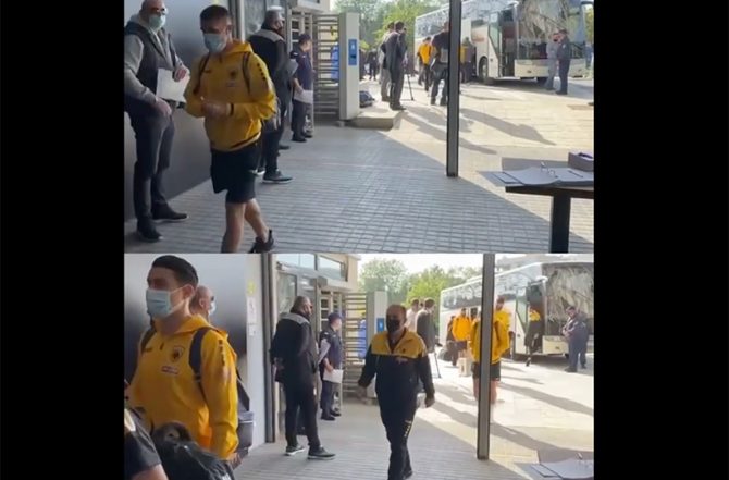 Η άφιξη της ΑΕΚ στην Τούμπα (VID)