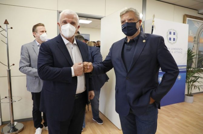 Πλάνα απ’ τις υπογραφές Περιφέρειας Αττικής – ΑΕΚ για την Αγιά Σοφιά – OPAP Arena