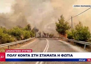 Μαίνεται η πυρκαγιά στη λίμνη Μαραθώνα, βρίσκεται πολύ κοντά στη Σταμάτα