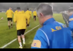 Η προθέρμανση της ΑΕΚ στην βροχερή Τρίπολη (VID)