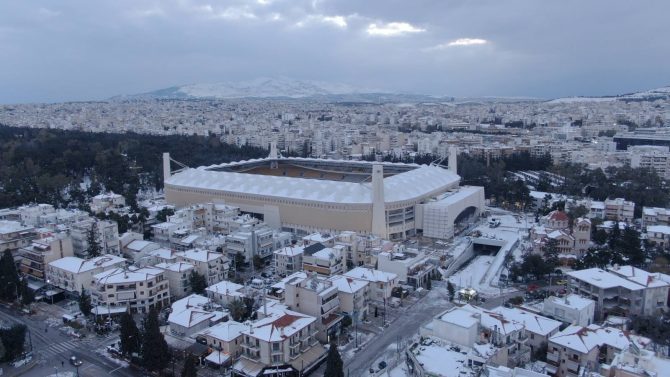 Χιονισμένο τοπίο η Αγιά Σοφιά – OPAP Arena (ΦΩΤΟ)
