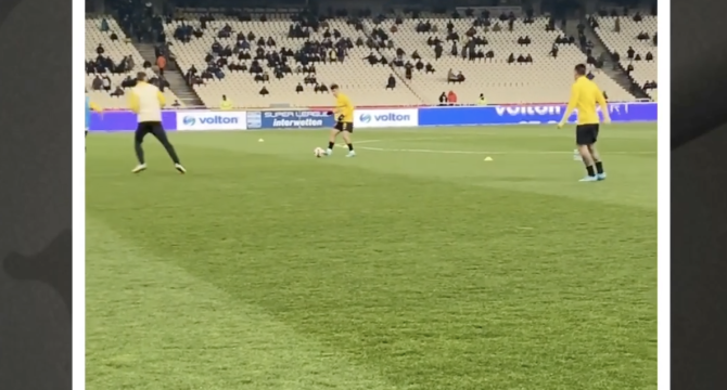 Η προθέρμανση της ΑΕΚ στο ΟΑΚΑ (VID)