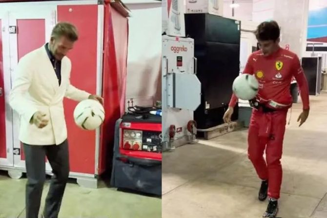 Λεκλέρ και Μπέκαμ έπαιξαν μπάλα πριν από το GP του Μαϊάμι. Ποιος κέρδισε;