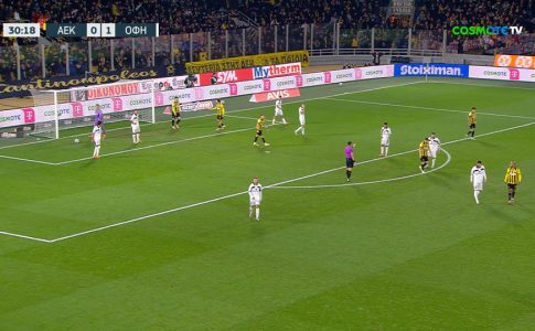 ΑΕΚ- ΟΦΗ: Το οφσάιντ του Γιόβιτς πριν το γκολ του Λιούμπισιτς (VIDEO)