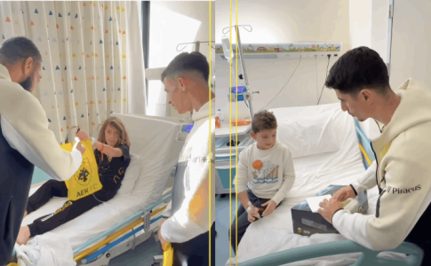 Μοίρασαν χαμόγελα οι παίκτες της ΑΕΚ στη παιδιατρική κλινική του ομίλου Ιατρικού Αθηνών