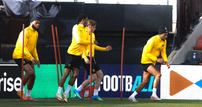 Στιγμές απ’ την προπόνηση της ΑΕΚ στο Βαγιέκας