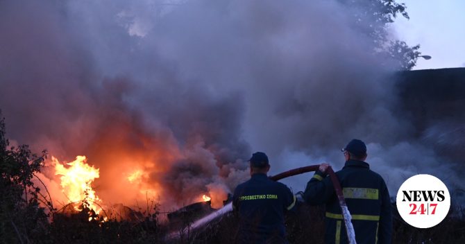 Πάτρα: Υπό έλεγχο η φωτιά στην πρώην Pirelli