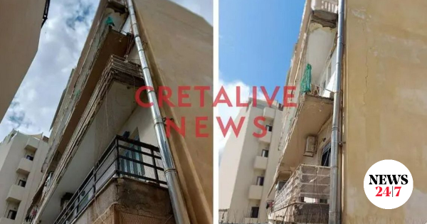 Ηράκλειο: Κατάρρευση τμήματος μπαλκονιού στο κέντρο της πόλης
