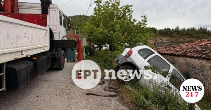 Καστοριά: Αυτοκίνητο “προσγειώθηκε” σε αυλή σπιτιού