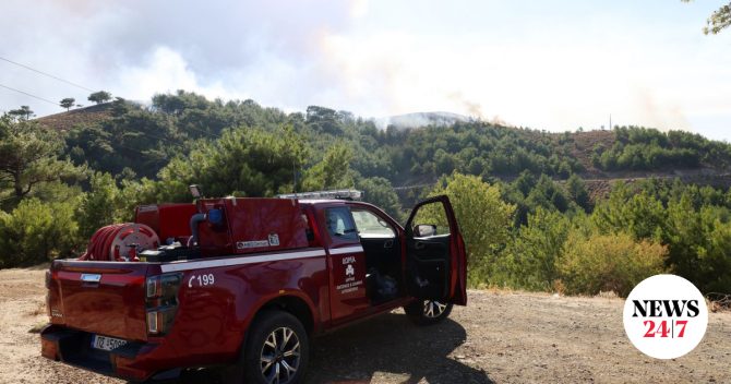 Φωτιά στη Ροδόπη έξω από τον οικισμό Παλαιά Κρωβύλη