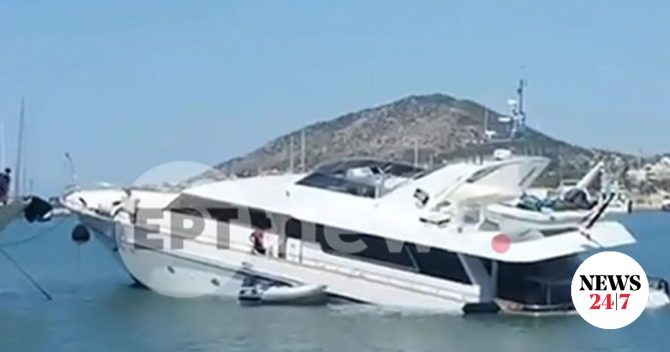 Μερική βύθιση ιδιωτικού σκάφους στη μαρίνα Σαλαμίνας