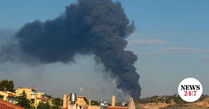 Φωτιά σε επιχείρηση στον Ασπρόπυργο – Μήνυμα από το 112 για εκκένωση