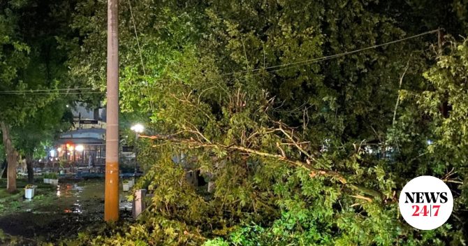Σφοδρή κακοκαιρία στη Δράμα – Ισχυροί άνεμοι έριξαν δέντρα και κολώνες ηλεκτροδότησης