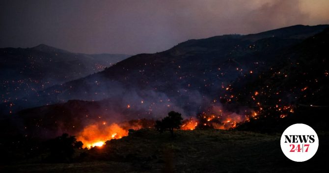 Ολονύχτια μάχη με τις φλόγες και τους ανέμους σε Κρήτη και Λέσβο