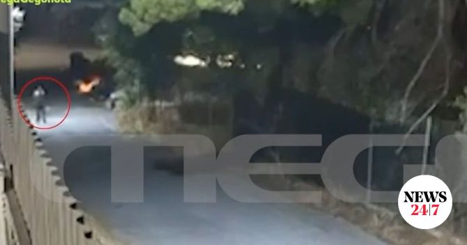 Η στιγμή που 50χρονος βάζει φωτιά στην Άνοιξη