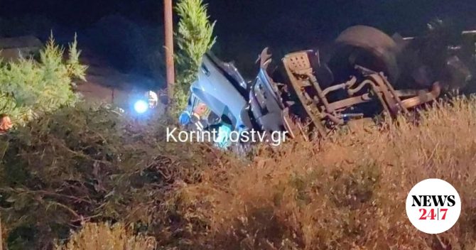 Ανατροπή νταλίκας στην Κορίνθου