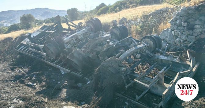 Νάξος: Νταλίκα πήρε φωτιά στον δρόμο
