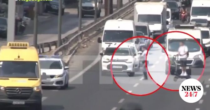 Οδηγός με πατίνι εγκλωβίστηκε στη Λ. Κηφισού