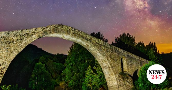 Γρεβενά: Εντυπωσιακά καρέ του Γαλαξία στο Γεφύρι Αζίζ Αγά