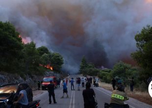 Φωτιά σε Αττικοβοιωτία: Έφτασαν τα 70 χλμ. την ώρα οι ριπές ανέμων