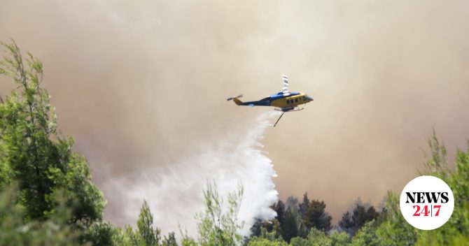 Φωτιά στην Ψάθα: Καθηλωμένα όλα τα ελικόπτερα τύπου Bell μετά την σύγκρουση