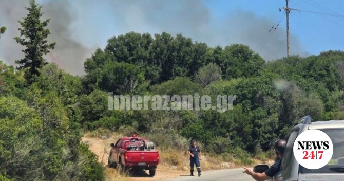 Φωτιά στις Βολίμες Ζακύνθου – Μήνυμα του 112 στις Ελιές