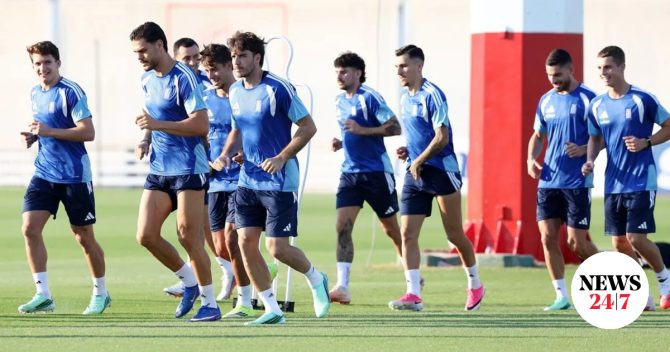 Nations League: Χωρίς προβλήματα η τελευταία προπόνηση της γαλανόλευκης πριν το Βελιγράδι