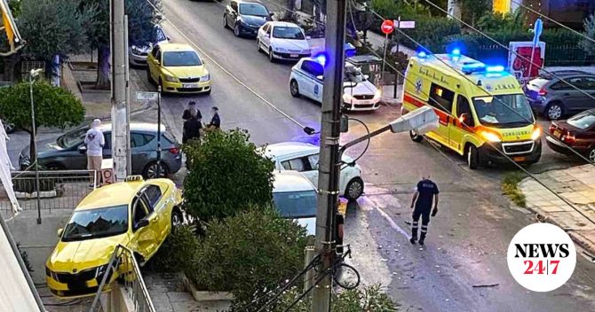 Ηλιούπολη: Οδηγός ΙΧ παραβίασε STOP και “έστειλε” ταξί σε αυλή πολυκατοικίας