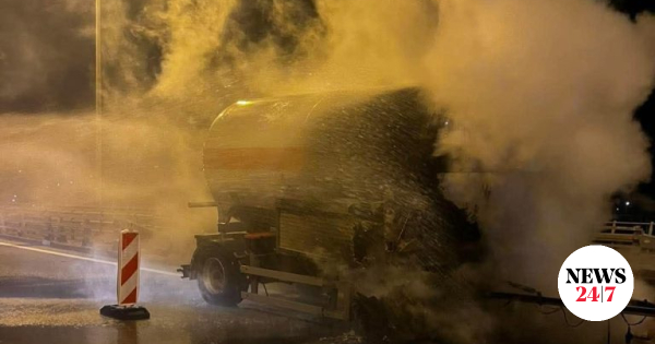 Φωτιά σε βυτιοφόρο με υγραέριο στην Ιόνια Οδό – Κλειστό το ρεύμα προς Πάτρα