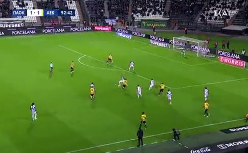 Μεγάλη ευκαιρία της ΑΕΚ για το 2-1 με σουτ του Πήλιου (VID)