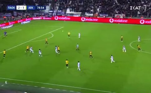 Ο Εντιαγέ το 3-1 για τον ΠΑΟΚ, απέναντι σε ανύπαρκτη άμυνα της ΑΕΚ