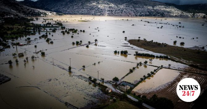 Κρήτη: Αποκαλυπτικά drone πλάνα από το Λασίθι – Πλημμύρισε έκταση ίση με τις Σπέτσες