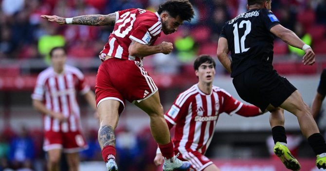 Η κεφαλιά του Ζότα Σίλβα για το 1-0 του Ολυμπιακού κόντρα στην Καλαμάτα
